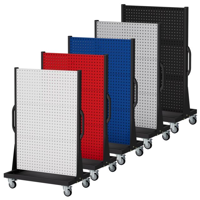 掛板推車-百葉掛板搭配背掛盒組合成移動式整理架