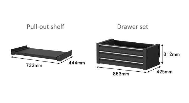 Adjustable shelf and Drawer set