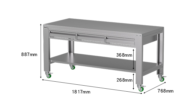 WDT-6203MS 無塵室不鏽鋼移動工作桌 WDT-6203MS 無塵室不鏽鋼移動工作桌
